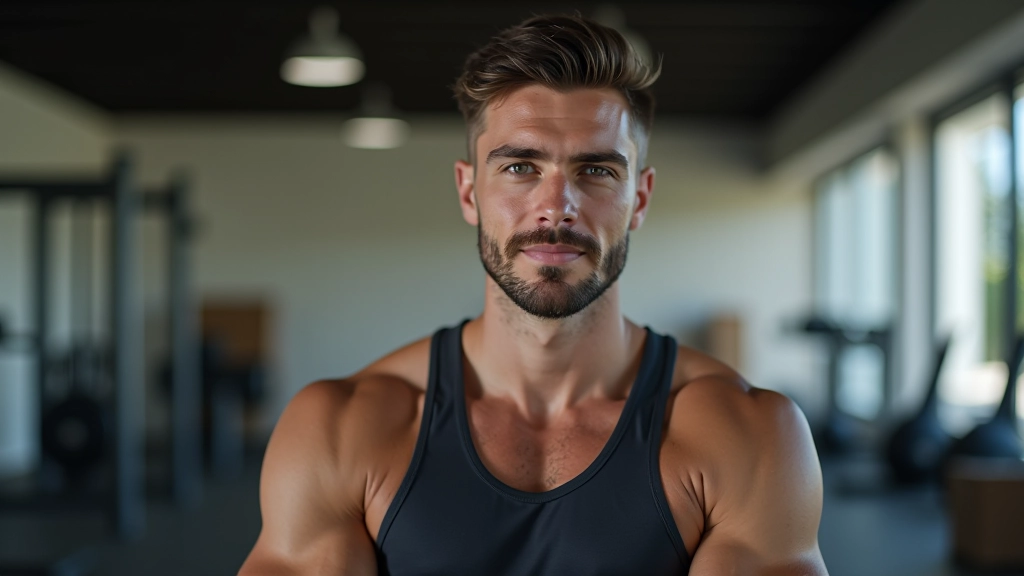 Atleta em preparação para treino com alimentos nutritivos e garrafas de água
