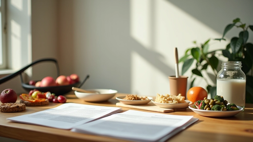 Espaço de trabalho da Energia Ativa Portugal com materiais educacionais e alimentos